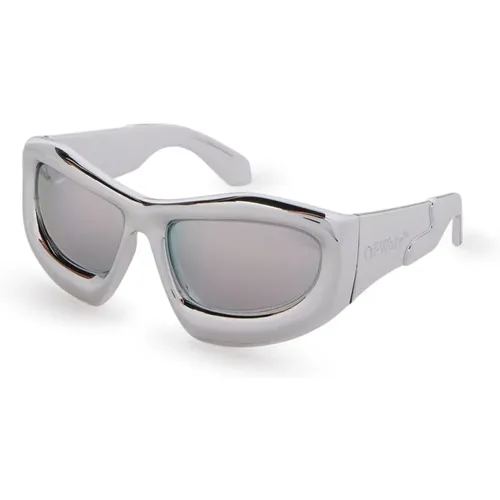 Matt Schwarz Oval Sonnenbrille , unisex, Größe: 62 MM - Off White - Modalova