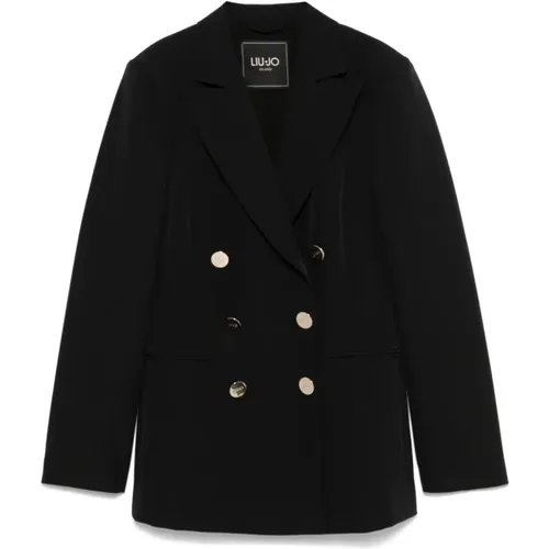 Blazers, female, , Size: S Double-breasted Nero Blazer Outerwear - Liu Jo - Modalova