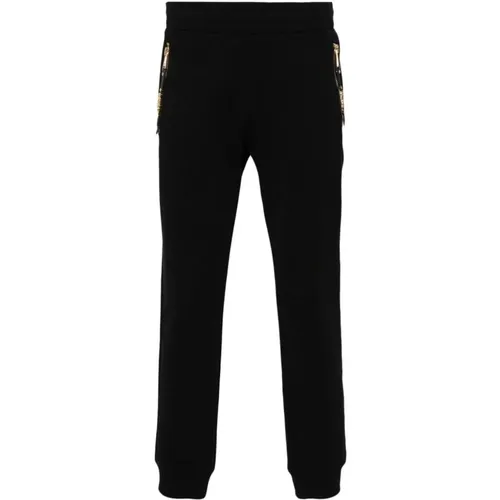 Sweatpants, male, , Size: XL Branded Trousers with Gold-Tone Hardware - Moschino - Modalova