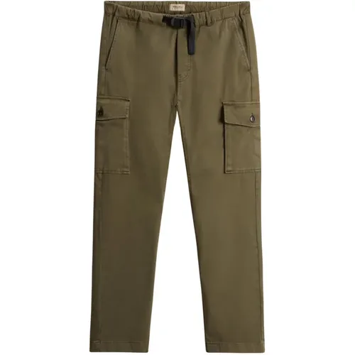 Straight Trousers, male, , Size: W36 Cargo Twill Trousers - Woolrich - Modalova