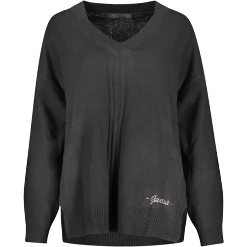 Schwarzer Baumwollpullover , Damen, Größe: L - Guess - Modalova