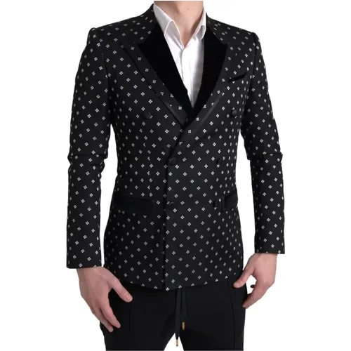 Blazers, male, , Size: XS Geometric Double Breasted Blazer - Dolce & Gabbana - Modalova