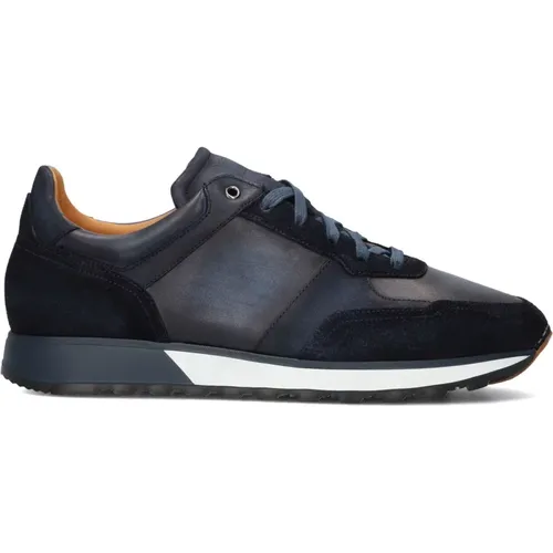 Blaue Leder Runner Sneakers , Herren, Größe: 43 EU - Magnanni - Modalova