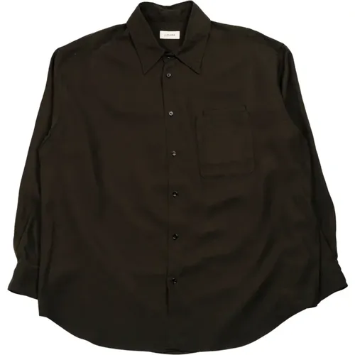 Long Sleeve Shirt with Double Pocket in Black , male, Sizes: L - Lemaire - Modalova
