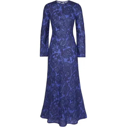 Blaues Paisley Rückenfreies Leinenkleid - Zimmermann - Modalova