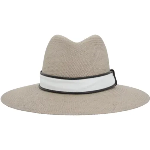 Hats, female, , Size: M Straw Fedora with Canvas Band - BRUNELLO CUCINELLI - Modalova