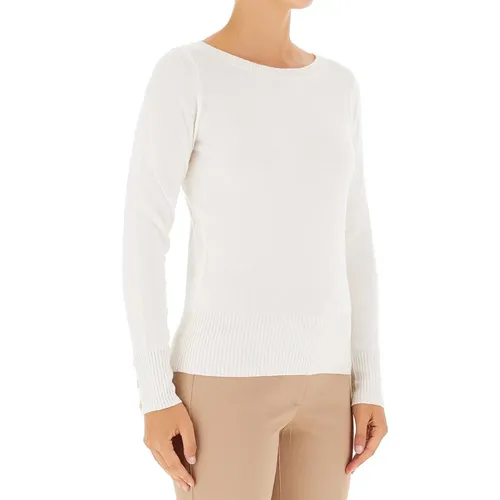 Ivory Gestreifter Bootshalsausschnitt Pullover , Damen, Größe: L - Pennyblack - Modalova