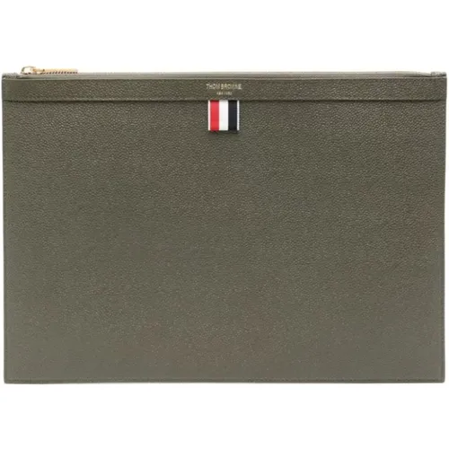 Wallets & Cardholders, male, , Size: ONE SIZE Leather Wallet with RWB Band - Thom Browne - Modalova