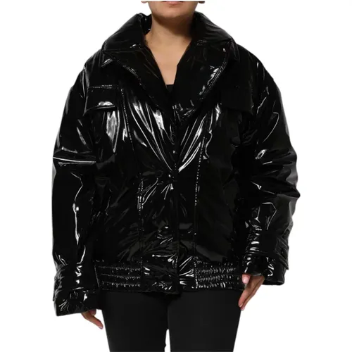 Winter Jackets, female, , Size: XS Quilted Puffer Coat with Logo Details - Dolce & Gabbana - Modalova