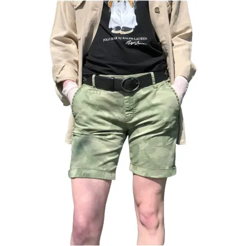Camouflage Bermuda Shorts mit dekorativen Nieten , Damen, Größe: XS - Mason's - Modalova