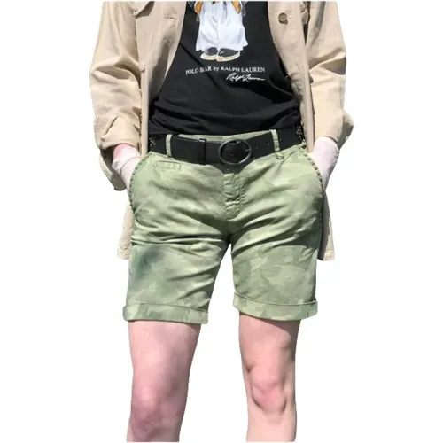 Camouflage Bermuda Shorts mit dekorativen Nieten , Damen, Größe: 2XS - Mason's - Modalova