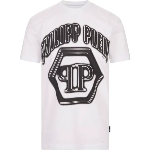 Weißes T-Shirt mit Grafikdruck , Herren, Größe: L - Philipp Plein - Modalova