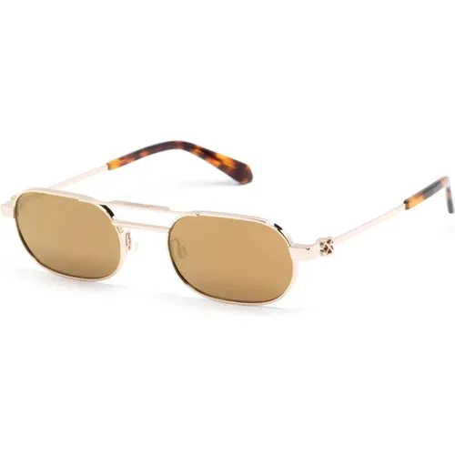 Sunglasses, unisex, , Size: 55 MM Gold Sunglasses with Original Case - Off White - Modalova