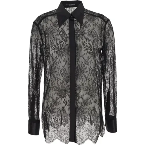 Lace Shirt , female, Sizes: S - Dolce & Gabbana - Modalova