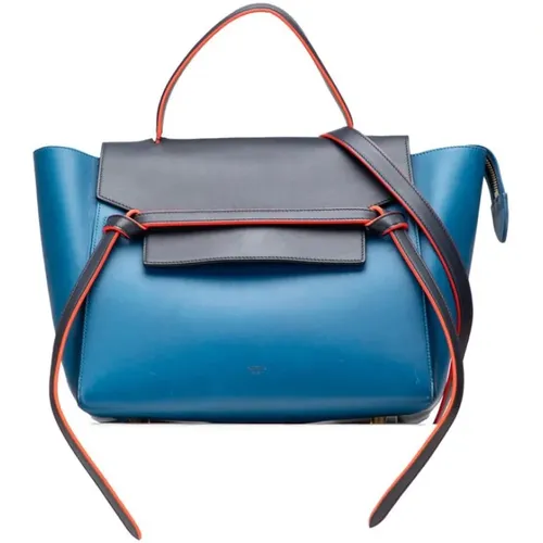 Pre-owned Handbags, female, , Size: ONE SIZE Pre-owned Structured Leather Top Handle Bag with Interior Pockets and Adjustable Strap - Celine Vintage - Modalova