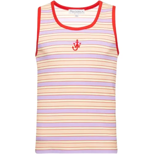 Sleeveless Tops, male, , Size: M Pink Striped Tank Top - JW Anderson - Modalova