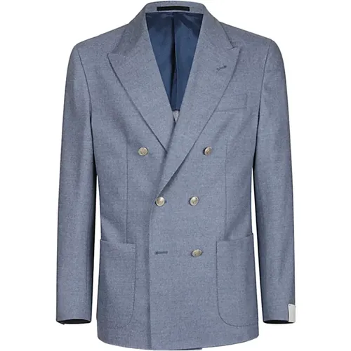 Blazers, male, , Size: 3XL Double-Breasted Wool Cashmere Jacket - Eleventy - Modalova