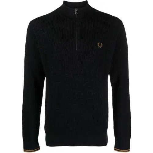 Turtlenecks, male, , Size: XL Half Zip Cotton Jumper - Fred Perry - Modalova