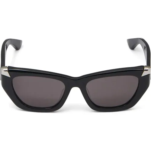 Schwarze Geometrische Sonnenbrille mit Rauchigen Gläsern , Damen, Größe: ONE Size - alexander mcqueen - Modalova