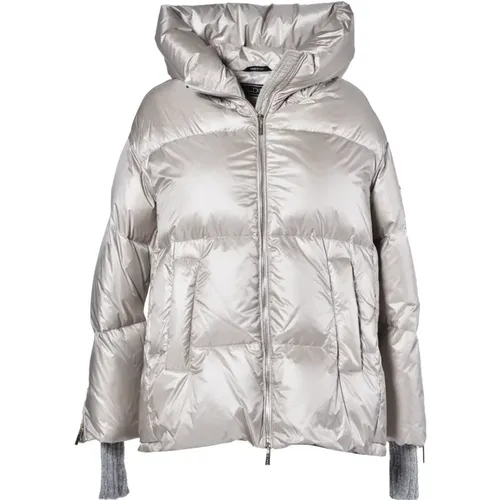 Down jacket in light grey nylon , female, Sizes: S, XS, M - Baldinini - Modalova