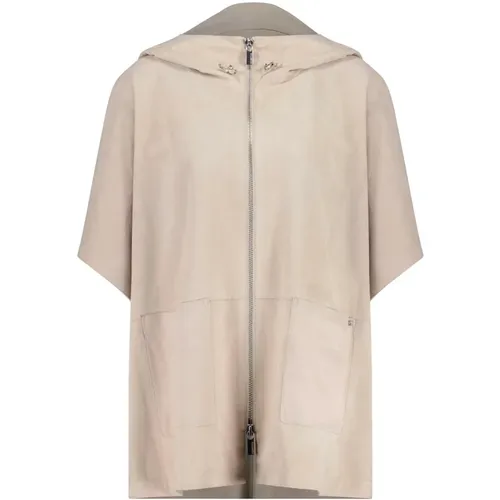Lotus Goatskin Hooded Jacket , female, Sizes: 2XL, XL, 3XL - Milestone - Modalova