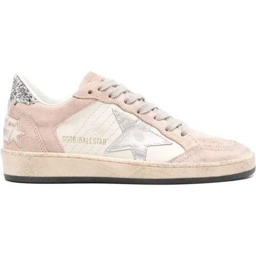 Sneakers, female, , Size: 7 US Pink Suede Star Patch Sneakers - Golden Goose - Modalova