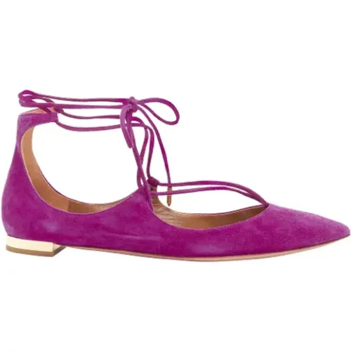 Pre-owned Flats, female, , Size: 7 1/2 US Pre-owned Suede flats - Aquazzura Pre-owned - Modalova