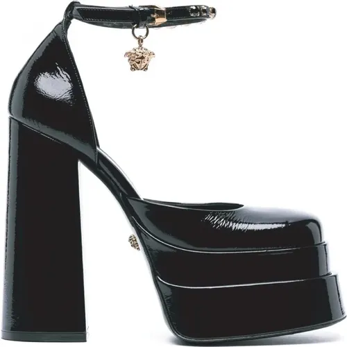 Leather Platform Sandals , female, Sizes: 4 UK, 3 UK, 5 UK - Versace - Modalova