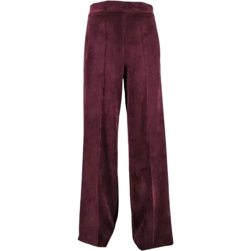 Wide Trousers, female, , Size: L Bordeaux Velvet Wide Leg Trousers - D.Exterior - Modalova