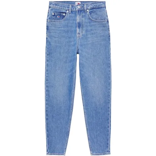 High-Waisted Mom Jeans in Blu Denim , Damen, Größe: W31 L30 - Tommy Jeans - Modalova