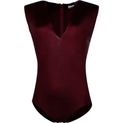 Body, female, , Size: L Latex V-Neck Sweater Bordeaux - Blanca Vita - Modalova