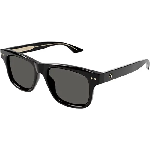 Schwarze Sonnenbrille für Herren , Herren, Größe: 55 MM - Montblanc - Modalova