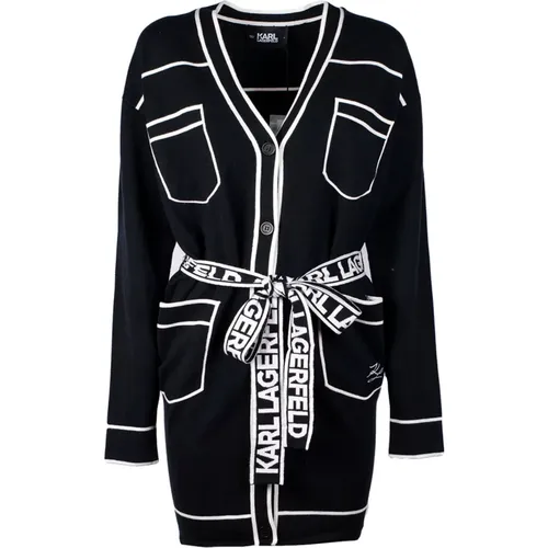 Belted Cardigan , female, Sizes: S, L - Karl Lagerfeld - Modalova