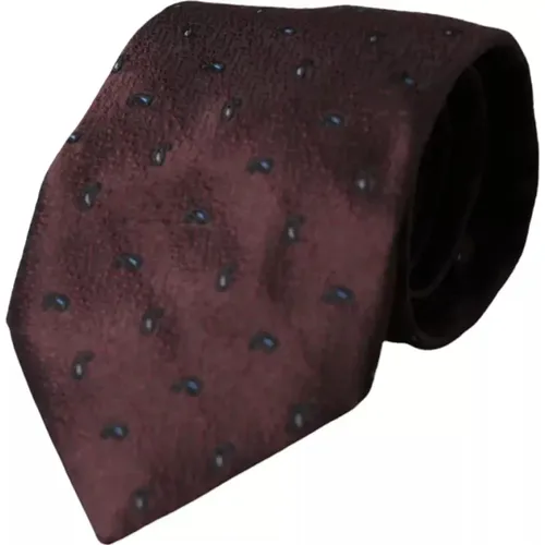 Ties, male, , Size: ONE SIZE Burgundy Fantasy Silk Adjustable Men's Tie - Dolce & Gabbana - Modalova