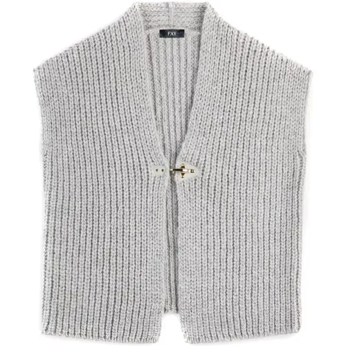 Cardigans, female, , Size: L Mohair Blend Sequin Waistcoat Grey - Fay - Modalova