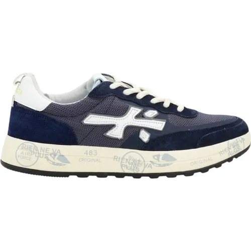 Sneakers, male, , Size: 7 US Blue Suede and Technical Fabric Sneaker - Premiata - Modalova