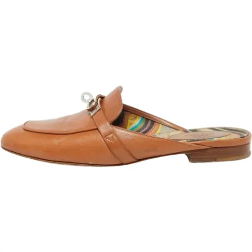 Pre-owned Flats, female, , Size: 7 1/2 US Pre-owned Leather sandals - Hermès Vintage - Modalova