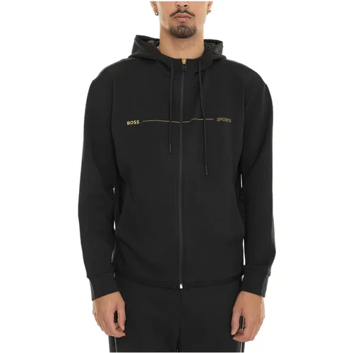 Zip-throughs, male, , Size: 3XL Emed Logo Hooded Sweatshirt with Zip - Boss - Modalova