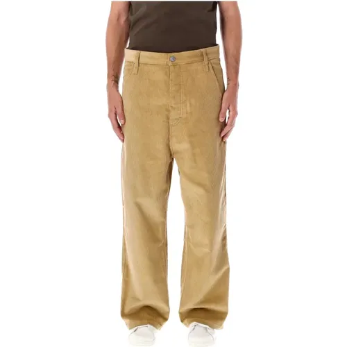 Straight Trousers, male, , Size: XL Sand Corduroy Baggy Fit Trousers - Ami Paris - Modalova