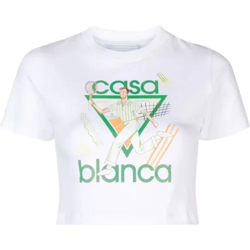 Bedrucktes Crop T-Shirt , Damen, Größe: L - Casablanca - Modalova