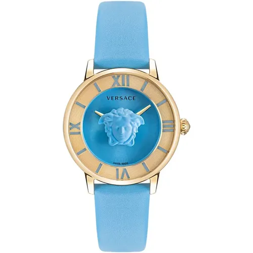 Watches, female, , Size: ONE SIZE La Medusa Leather Strap Watch - Versace - Modalova