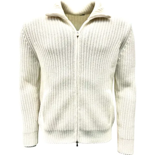 Cardigans, male, , Size: 3XL Cashmere Chunky Knit Cardigan Off - Gran Sasso - Modalova