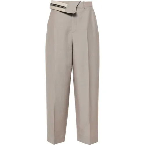 Asymmetric Waist Mohair Trousers , female, Sizes: S - Fendi - Modalova