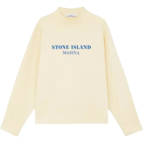 Sweatshirts, male, , Size: M Oversized Cotton Fleece Turtleneck Sweater - Stone Island - Modalova