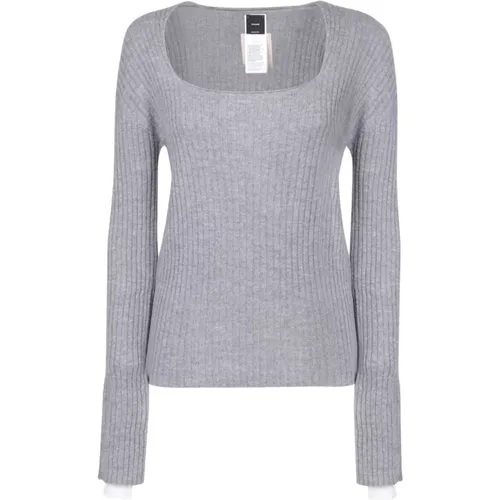 Luxurious Grey Knitwear Aw24 , female, Sizes: M - pinko - Modalova