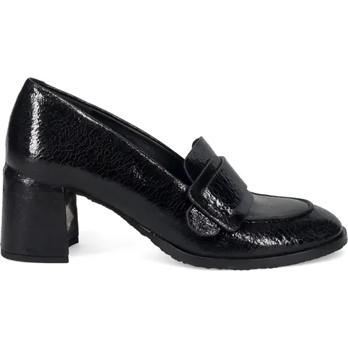 Schwarze Lackloafers mit Blockabsatz , Damen, Größe: 40 EU - DEL CARLO - Modalova