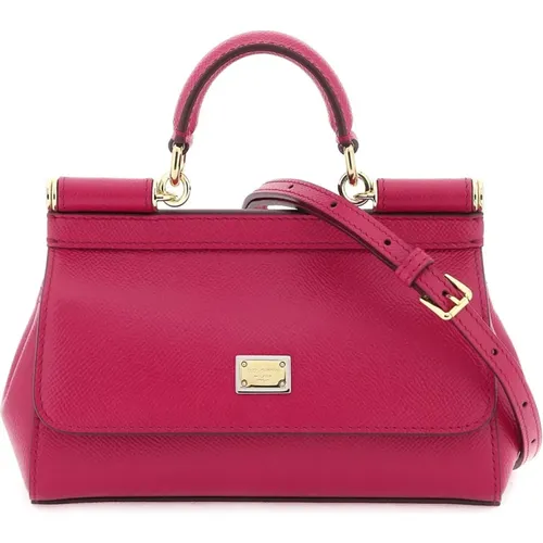 Kleine Sicily Handtasche aus Dauphine Leder - Dolce & Gabbana - Modalova