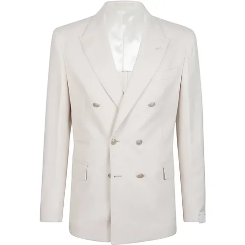 Blazers, male, , Size: 2XL Silk Cashmere Double-Breasted Jacket - Eleventy - Modalova