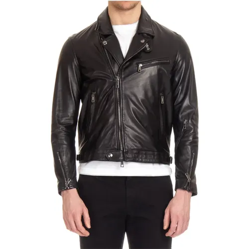 Leather Biker Jacket , male, Sizes: L, M - Giorgio Brato - Modalova