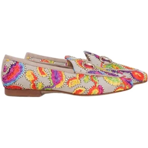 Floral Embroidered Loafer with Gold Buckle , female, Sizes: 7 UK, 3 UK - Pedro Miralles - Modalova
